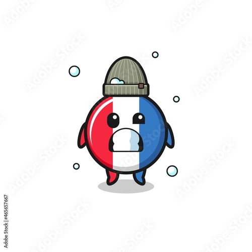 cute cartoon france flag with shivering expression