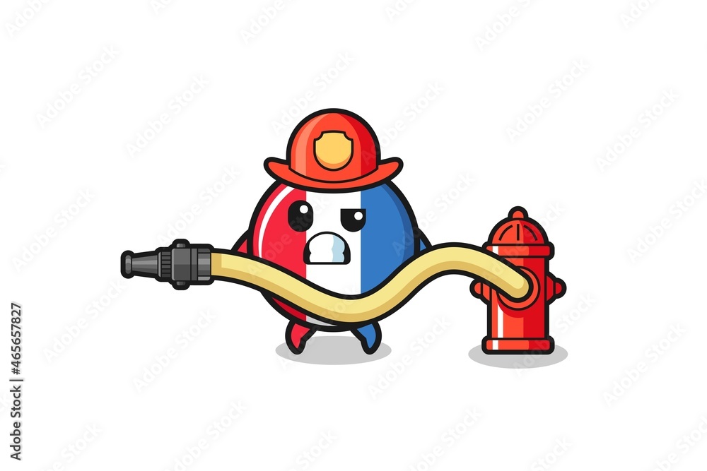 france flag cartoon as firefighter mascot with water hose france flag cartoon as firefighter mascot with water hose