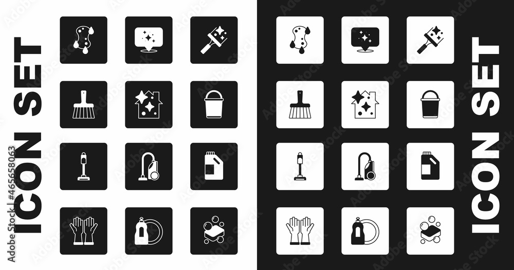 Set Rubber cleaner for windows, Home cleaning service, Handle broom, Sponge, Bucket, Bottle agent and Vacuum icon. Vector Set Rubber cleaner for windows, Home cleaning service, Handle broom, Sponge, Bucket, Bottle agent and Vacuum icon. Vector