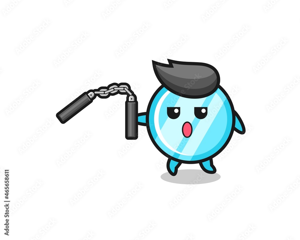 cartoon of mirror using nunchaku cartoon of mirror using nunchaku