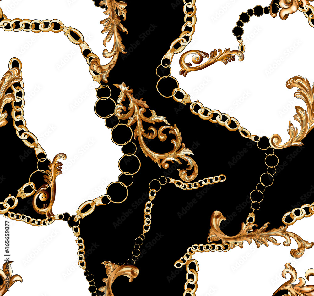 Fotografía seamless chain and baroque pattern.