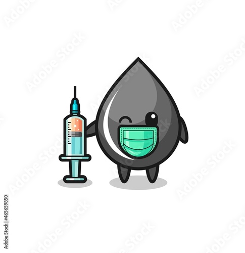 oil drop mascot as vaccinator