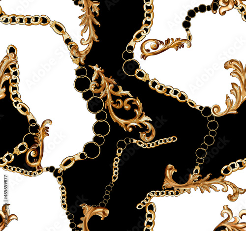 Fotografía seamless chain and baroque pattern.