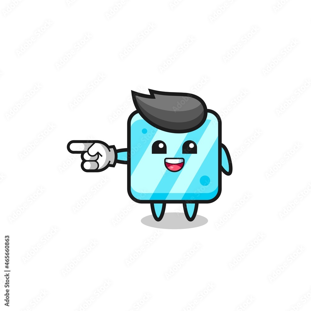 ice cube cartoon with pointing left gesture ice cube cartoon with pointing left gesture