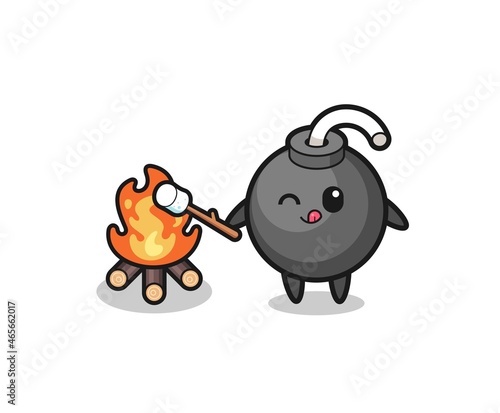 bomb character is burning marshmallow