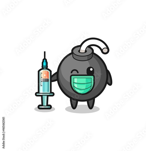 bomb mascot as vaccinator