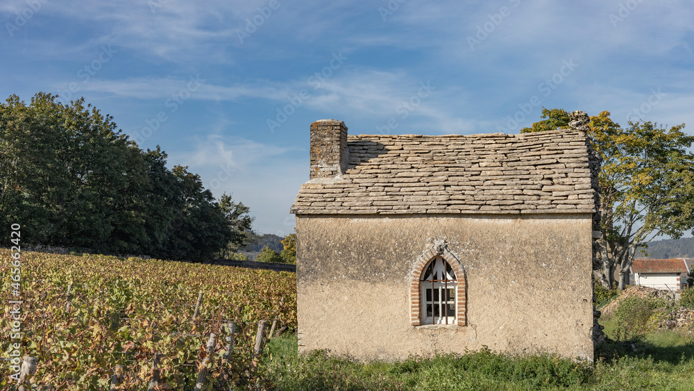 Ancient small house in a Meursault vineyard Ancient small house in a Meursault vineyard