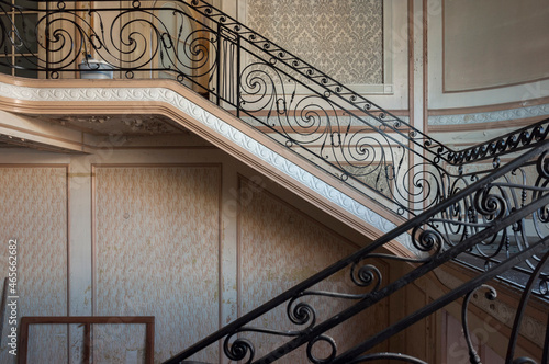 Staircase in abandoned villa of Leon Allart in     d    Poland