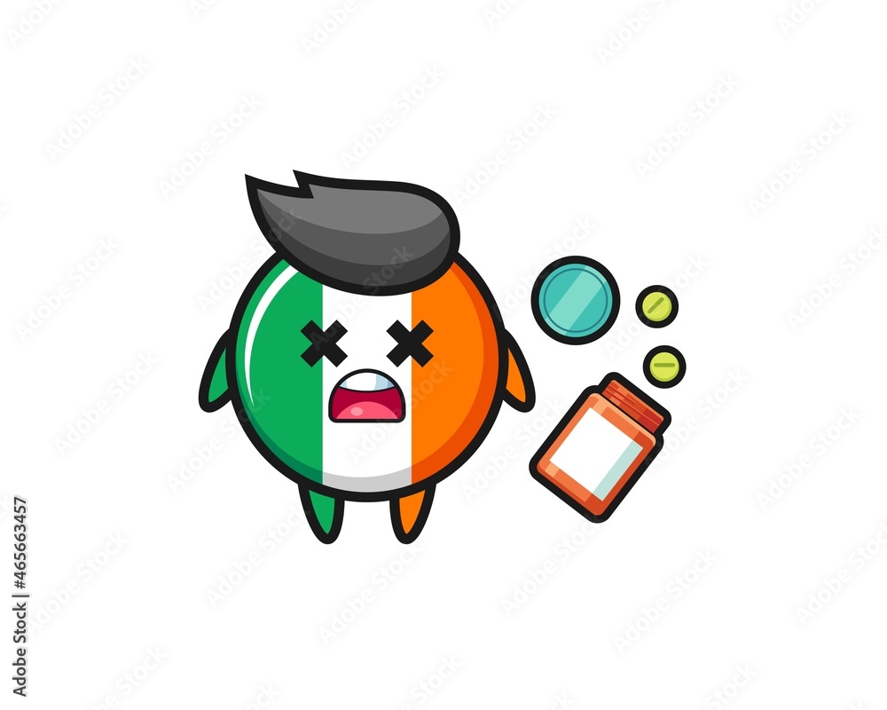 illustration of overdose ireland flag character