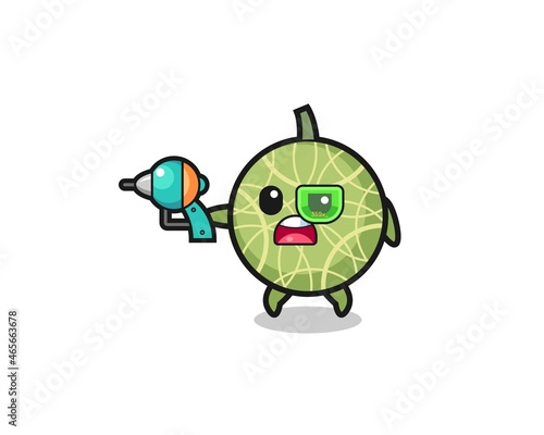 cute melon holding a future gun