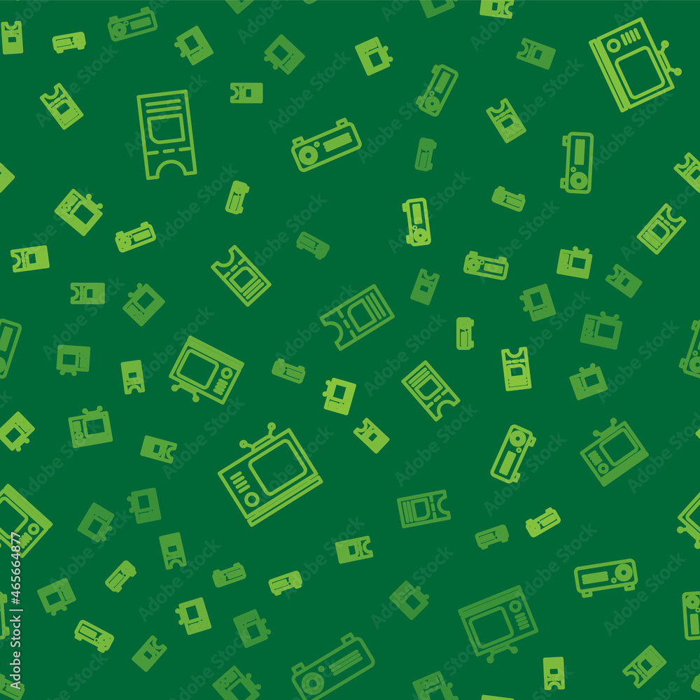 Set line Cinema ticket, Retro tv and Movie, film, media projector on seamless pattern. Vector Set line Cinema ticket, Retro tv and Movie, film, media projector on seamless pattern. Vector