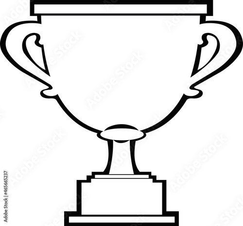 Vector illustration of a trophy cup drawn in black white and with filled or painted outlines

