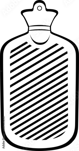 Vector illustration of a hot water bottle drawn in black and white