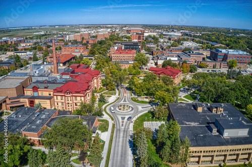 Aerial View of a Large Public University in Fargo, North Dakota photo