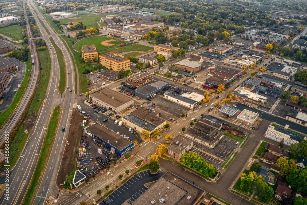 Aerial View of the Twin Cities Suburb of Osseo, Minnesota