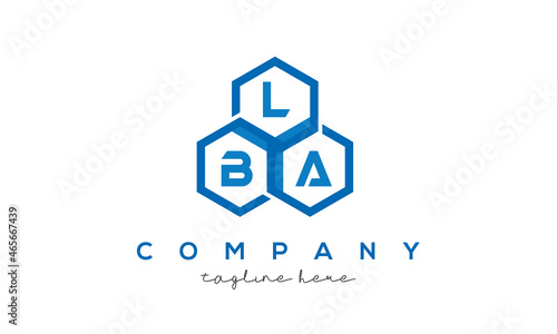 LBA letters design logo with three polygon hexagon logo vector template photo