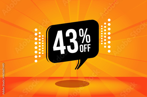 43 percent discount. Orange banner with floating balloon for promotions and offers. Vector Illustration. photo