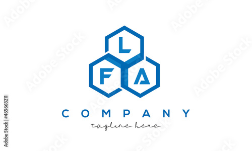 LFA letters design logo with three polygon hexagon logo vector template