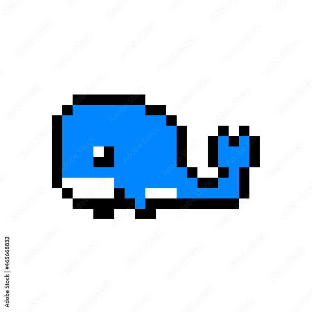 pixel art weird blue whale with fountain on its head for whale icon pixel art weird blue whale with fountain on its head for whale icon