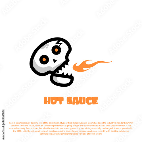 Creative hot sauce logo design vector illustration. skeleton with fire design for brand and restaurant logo
