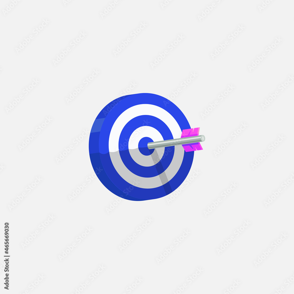 blue dart target icon hit to center of dartboard.