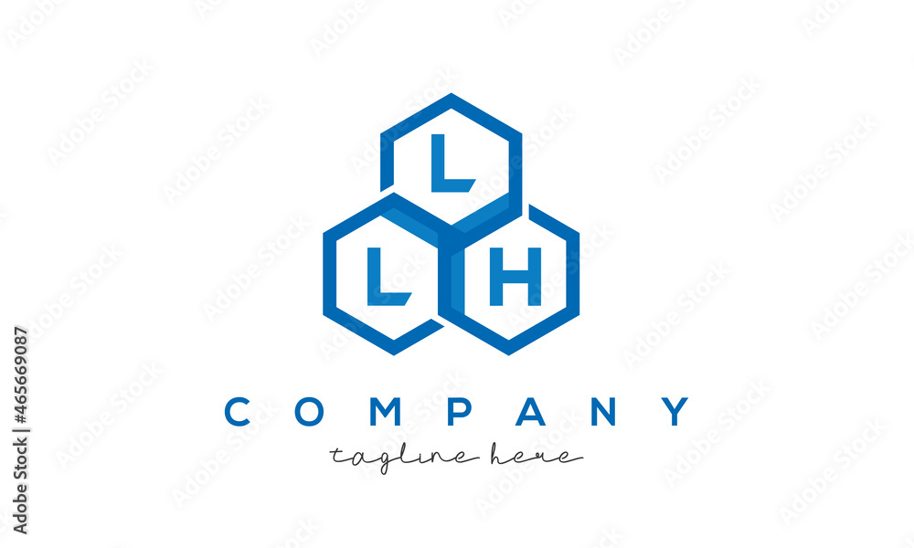 LLH letters design logo with three polygon hexagon logo vector template
