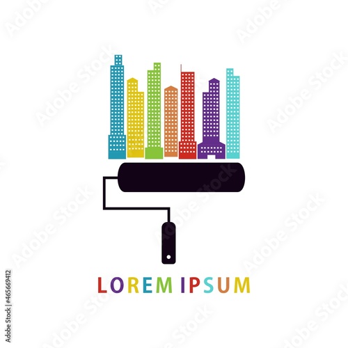 Colorful city. Colorful buildings. Property logos. Hotel or apartment logo icon. Vector illustration design for business logo, icon, template photo