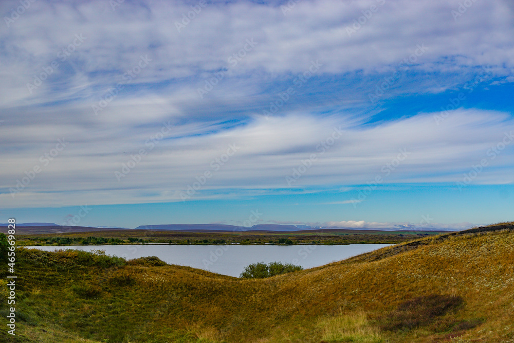 Myvatn, Iceland: A shallow lake situated in an area of active volcanism in the north of Iceland near the Krafla volcano. Myvatn, Iceland: A shallow lake situated in an area of active volcanism in the north of Iceland near the Krafla volcano.