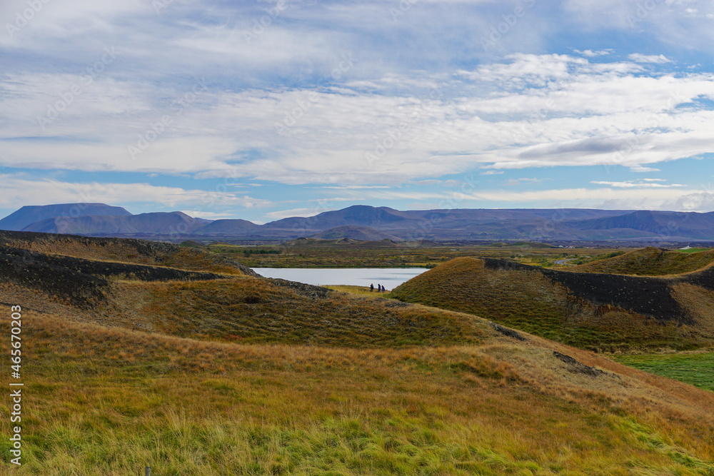 Myvatn, Iceland: A shallow lake situated in an area of active volcanism in the north of Iceland near the  Krafla volcano.