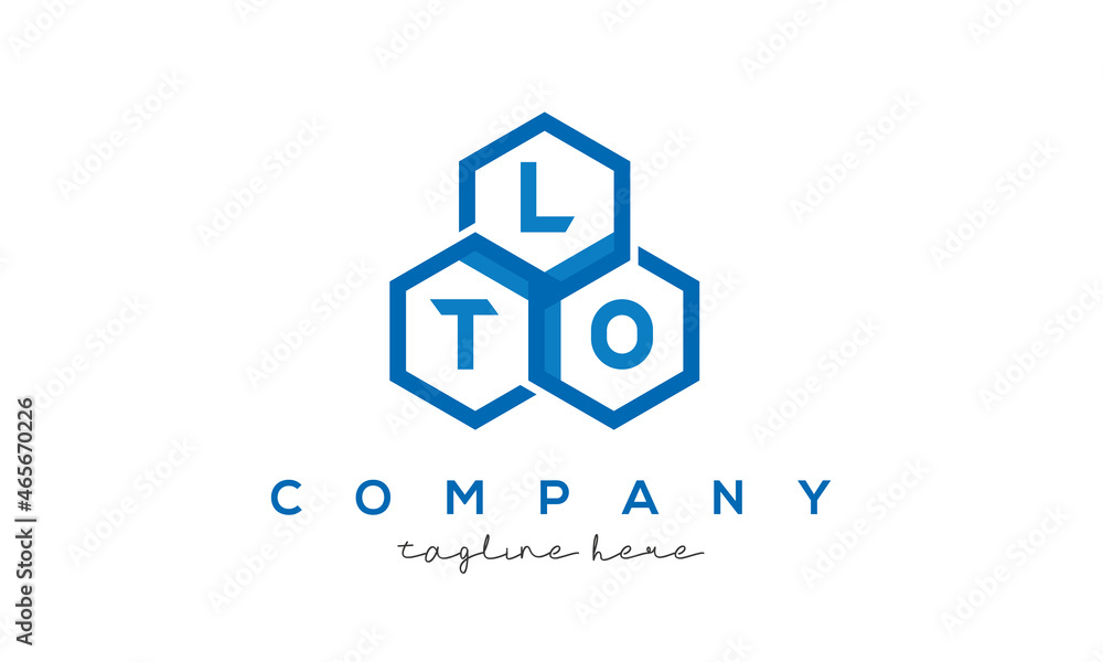 LTO letters design logo with three polygon hexagon logo vector template