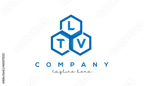 LTV letters design logo with three polygon hexagon logo vector template