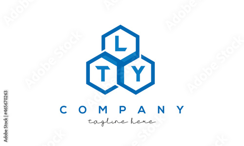 LTY letters design logo with three polygon hexagon logo vector template