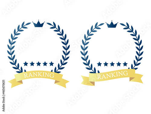 月桂冠・王冠・星・リボンのエンブレム