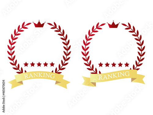 月桂冠・王冠・星・リボンのエンブレム