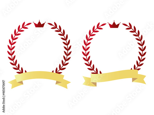 月桂冠・王冠・リボンのエンブレム