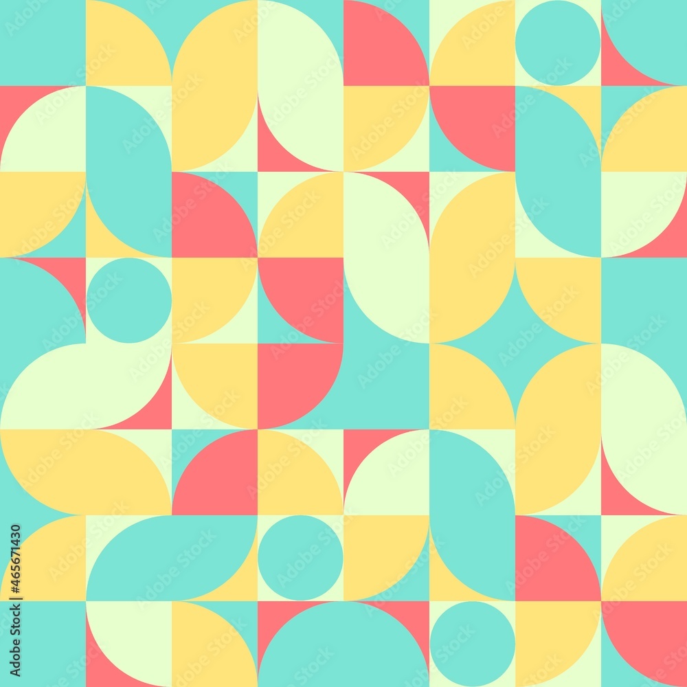 Foto auf Acrylglas mit Buntes geometrisches nahtloses Muster mit Kreisen #465671430