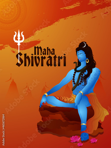 Maha shivratri creative background with illustration of lord shiva