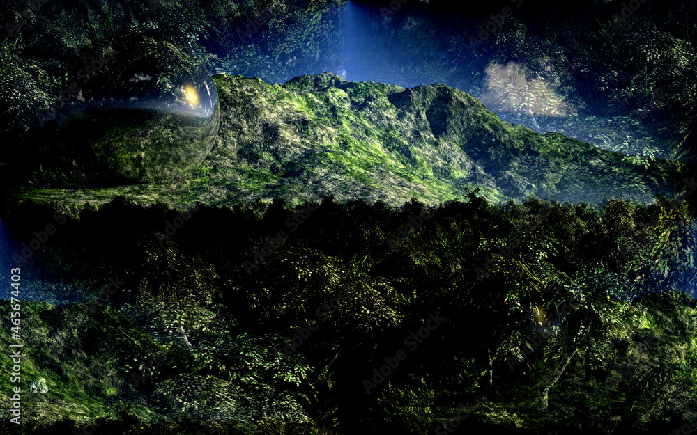 緑の森　緑の山　3DCG風景
