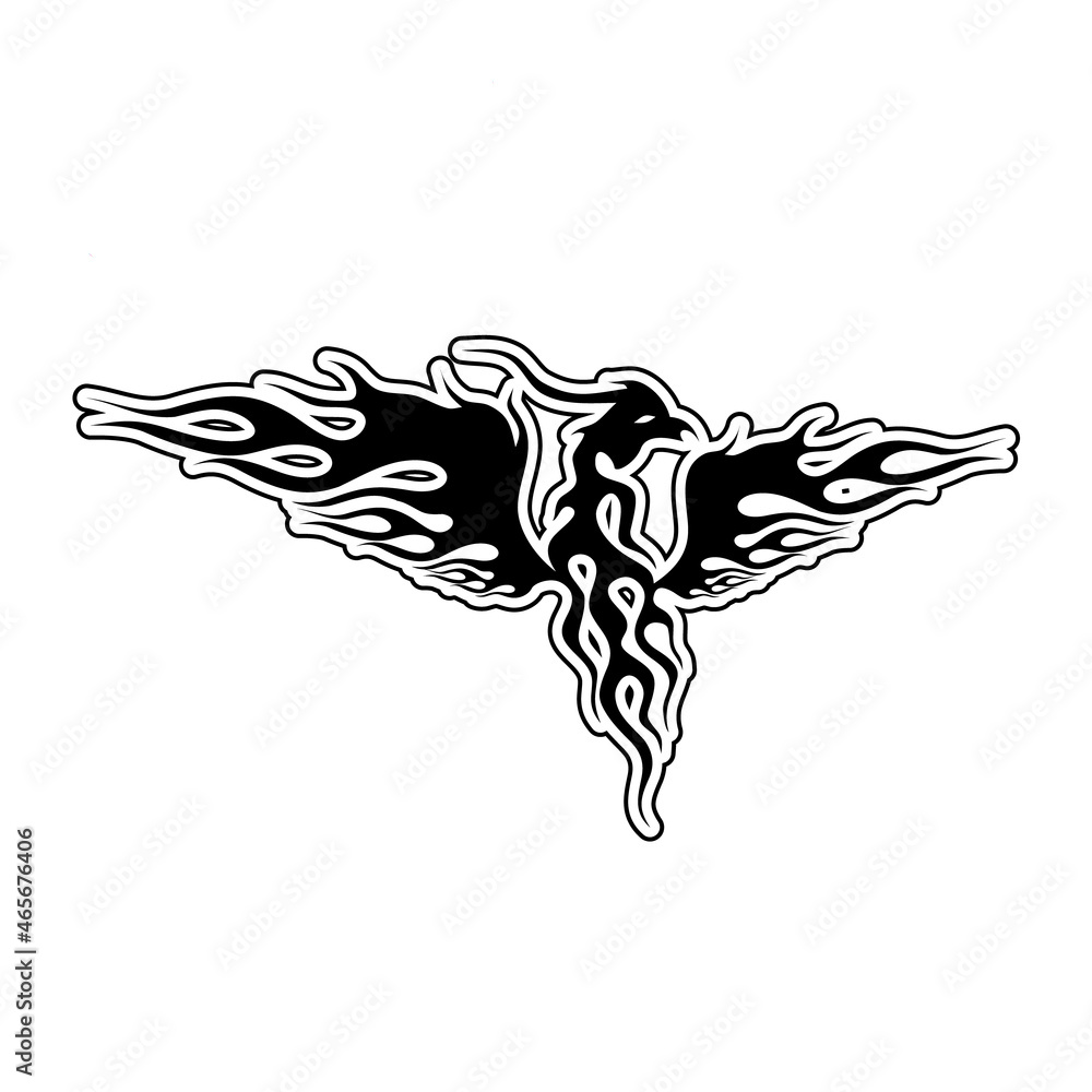 Obraz premium Phoenix tattoo illustration template.