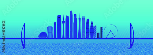 Vector simple strokes of famous Chinese landmark buildings