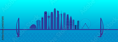 Photography Vector simple strokes of famous Chinese landmark buildings