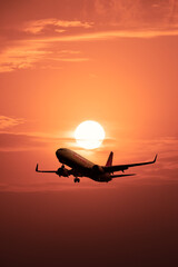 Fototapete Orange Vogelschwarm im Flug am Himmel  © 승훈 함