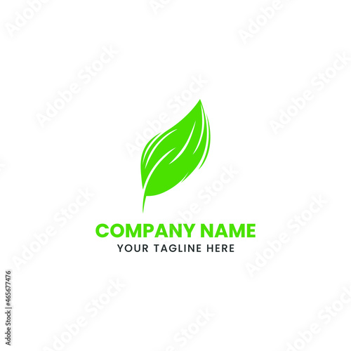 One green leaf logo design, eco-friendly icon.