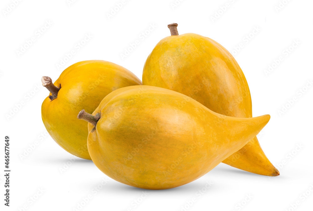 canistel fruit (Egg fruit, Tiesa, Yellow sapote, Canistelsapote, Chesa, Pouteria lucuma) isolated on white
