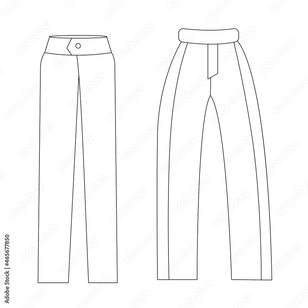 Technical drawing of the trousers. Vector outline illustration is ...