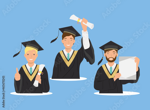 three male students graduates