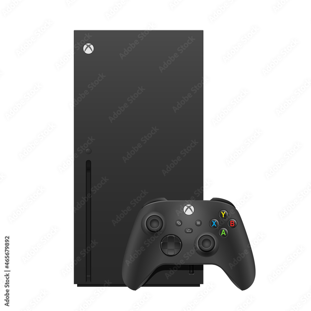 Vecteur Stock MOSCOW, RUSSIA - OCTOBER 25, 2021: Microsoft Xbox one  wireless gamepad, Xbox Series X or Xbox 2 game console isolated on white  background. EPS10 vector illustration with simple gradients. | Adobe Stock