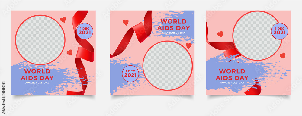 Worlds aids day for social media post or banner template Worlds aids day for social media post or banner template