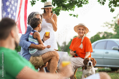 Happy family at picnic on s...