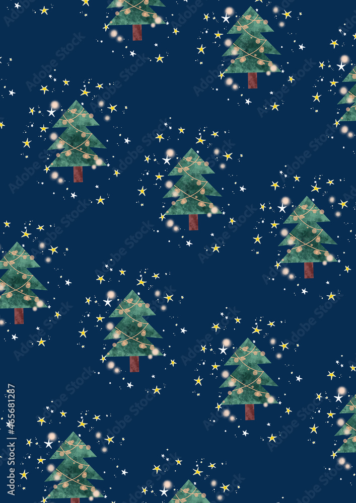 Fototapeta premium クリスマスツリー 紺